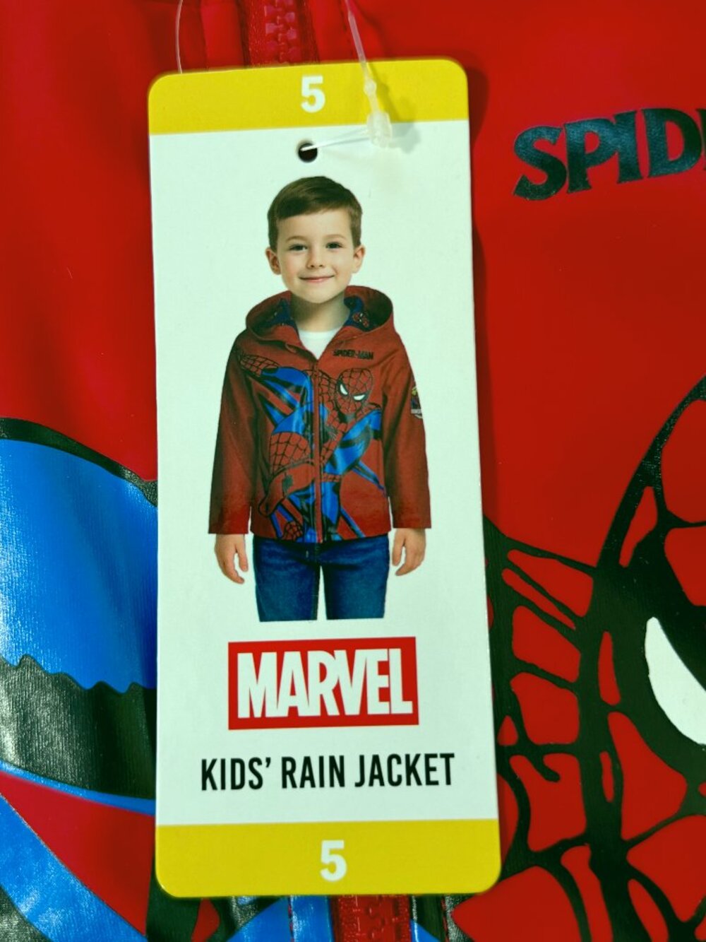 Marvel Spiderman Boys Rain Jacket Size 6 Hooded Waterproof Coat NWT - Picture 6 of 9